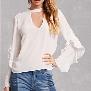 F21 Chiffon Ruffle Sleeve Top